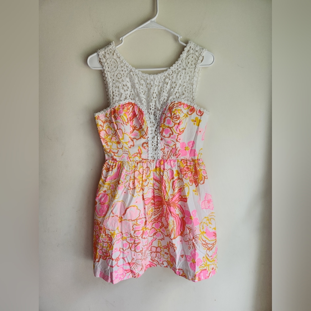 Lilly Pulitzer Reagan Pink Resort Happiness Fit & Flare Dress Size 4